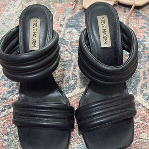 Steve Madden Black Padded Double-Strap Slide heals